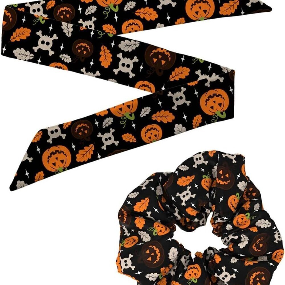 Halloween Handbag Scarf Neckerchief Set for Women Girls Costume Accessories